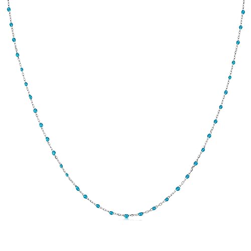 MARLION JEWELS Kette für damen mit kleinen bunten Kugeln. Halskette aus vergoldetem/versilbertem Chirurgenstahl ideal als Geschenk. Schmuck Damen (Türkis, Vergoldung) von MARLION JEWELS