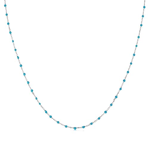 MARLION JEWELS Kette für damen mit kleinen bunten Kugeln. Halskette aus vergoldetem/versilbertem Chirurgenstahl ideal als Geschenk. Schmuck Damen (Türkis, Vergoldung) von MARLION JEWELS