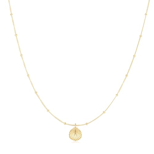 MARLION JEWELS Kette für damen mit kostbaren Perlen und einer Muschel. Halskette aus vergoldetem/versilbertem Chirurgenstahl ideal als Geschenk. Schmuck Damen (Vergoldung) von MARLION JEWELS