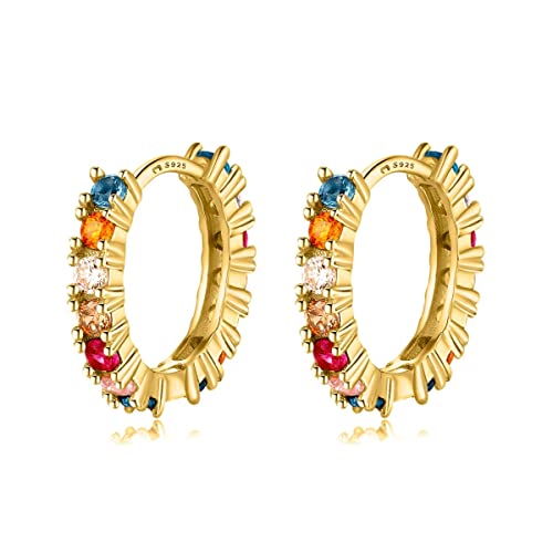 MARLION JEWELS Silber und Gold Creolen Ohrringe für Damen - 925 Sterling Silber mit farbigen Zirkonen - Ideal als Geschenk zum Muttertag oder Valentintag MARLION JEWELS Silber und Gold Creolen Ohrringe für Damen - 925 Sterling Silber mit farbigen Zirkonen - Ideal als Geschenk zum Muttertag oder Valentintag von MARLION JEWELS