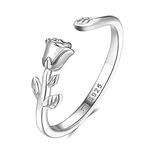 Ring für damen aus silber gebildet durch eine kleine Rose. Ringe für frauen aus silber mit silberner oder goldener Oberfläche. Schmuck damen ideal für Paare, Mütter, Freundinnen. Damen ringe silber von MARLION JEWELS