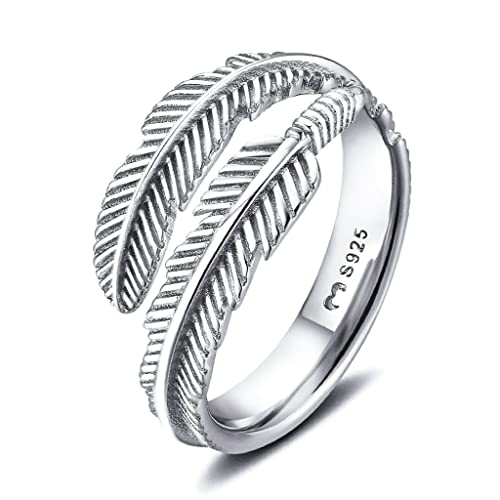 Ring für damen aus silber in Form einer Feder. Ringe für frauen aus silber mit silberner oder goldener Oberfläche. Schmuck damen ideal für Paare, Mütter, Freundinnen. Damen ringe silber (Versilbert) von MARLION JEWELS