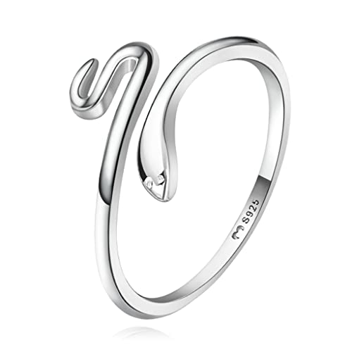 Ring für damen aus silber in Form einer Schlange. Ringe für frauen aus silber mit silberner oder goldener Oberfläche. Schmuck damen ideal für Paare, Mütter, Freundinnen. Damen ringe (Versilberung) von MARLION JEWELS