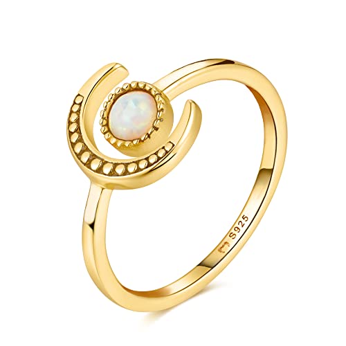 MARLION JEWELS - Silber oder Gold Ringe für Damen in Mondform - Elegant und Originell mit ethnischen Einflüssen - Unisex - Ein Grösse - Ohne Edelstein - Prong Setting - Ring von MARLION JEWELS