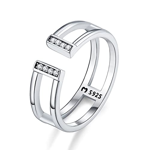 Ring für damen aus silber mit glänzenden Enden. Ringe für frauen aus silber mit silberner oder goldener Oberfläche. Schmuck damen ideal für Paare, Mütter, Freundinnen. Damen ringe silber (Versilbert) von MARLION JEWELS