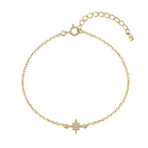 Silber Armband für Damen eines Sterns mit glänzenden Zirkonen. Damen Silberarmband für Frau, Mädchen ideal für Valentinstag und Muttertag Geschenk, Geburtstag... Schmuck Damen Armbänder (Vergoldet) von MARLION JEWELS