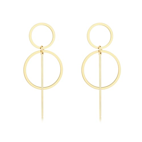 Silber Ohrringe für damen 925 Doppelte Ohrringe, die durch einen Steg. Creolen aus Silber 925 für Damen oder 18K Gold, ideal als Geschenk zum Muttertag... Ohrringe mädchen. (Vergoldung) von MARLION JEWELS