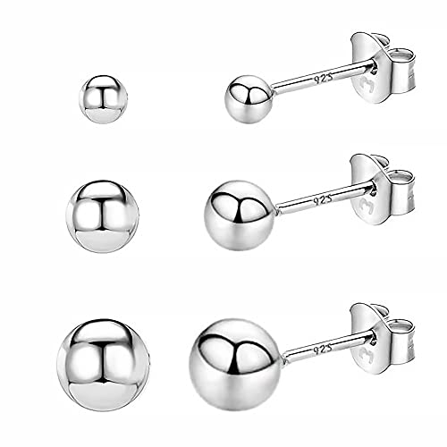 Silber Ohrringe für damen 925 Elegante Perlen in Ihrer Lieblingsgröße oder im Set. Ohrstecker aus Silber 925 für Damen oder 18K Gold, ideal als Geschenk zum Muttertag... Ohrringe (Versilberung, 3) von MARLION JEWELS