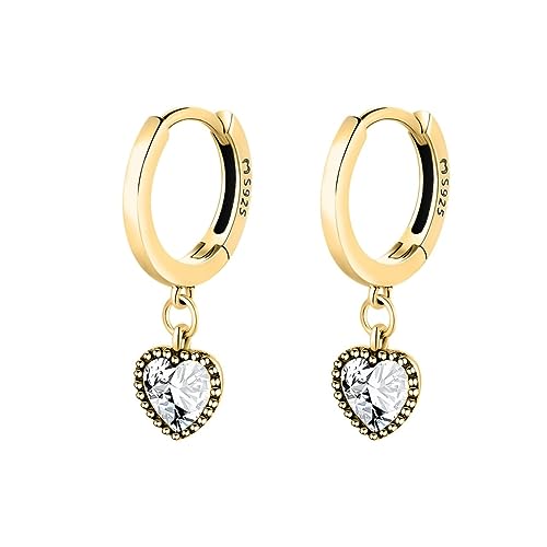 Silber Ohrringe für damen 925 Hoops und Herzen baumeln. Creolen aus Silber 925 für Damen oder 18K Gold, ideal als Geschenk zum Muttertag... Ohrringe mädchen. Schmuck damen (Vergoldung) von MARLION JEWELS