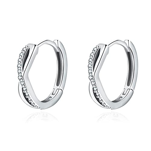 Silber Ohrringe für damen 925 Interlaced Ohrringe und Zirkone. Creolen aus Silber 925 für Damen oder 18K Gold, ideal als Geschenk zum Muttertag... Ohrringe mädchen. Schmuck damen (Versilberung) von MARLION JEWELS
