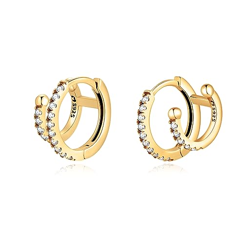 Silber Ohrringe für damen 925 mit Zirkonen United in 2 Größen. Creolen aus Silber 925 für Damen oder 18K Gold, ideal als Geschenk zum Muttertag... Ohrringe mädchen. Schmuck damen (Vergoldung) von MARLION JEWELS