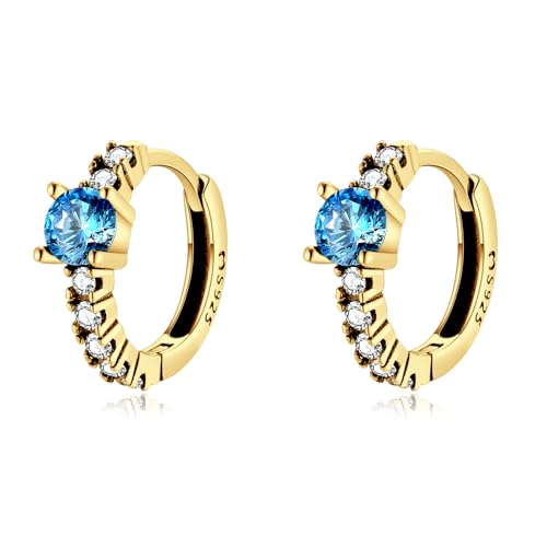 Silber Ohrringe für damen 925 mit einem Zirkonia in der Mitte. Creolen aus Silber 925 für Damen oder 18K Gold, ideal als Geschenk zum Muttertag... Ohrringe mädchen. Schmuck damen (Vergoldung) von MARLION JEWELS