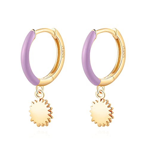 Silber Ohrringe für damen 925 mit einer Sonne. Creolen aus Silber 925 für Damen oder 18K Gold, ideal als Geschenk zum Muttertag... Ohrringe mädchen. Schmuck damen (Vergoldung) von MARLION JEWELS