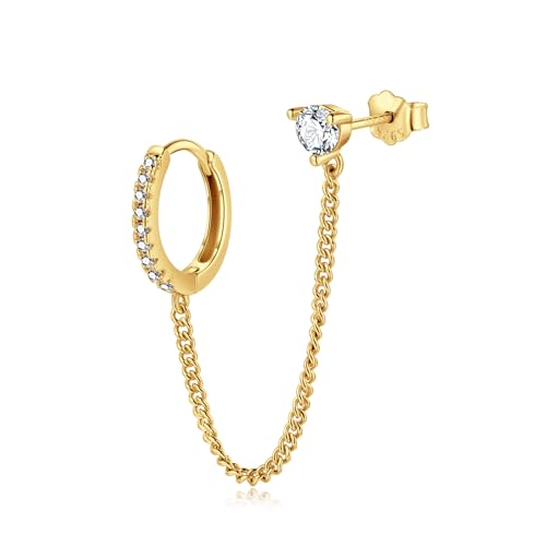 Silber Ohrringe für damen 925 mit einer feinen Kette. Ohrstecker aus Silber 925 für Damen oder 18K Gold, ideal als Geschenk zum Muttertag... Ohrringe mädchen. Schmuck damen (Vergoldung) von MARLION JEWELS