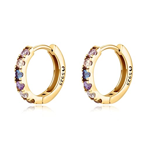 Silber Ohrringe für damen 925 mit farbigen Zirkonen. Creolen aus Silber 925 für Damen oder 18K Gold, ideal als Geschenk zum Muttertag... Ohrringe mädchen. Schmuck damen (Vergoldung) von MARLION JEWELS