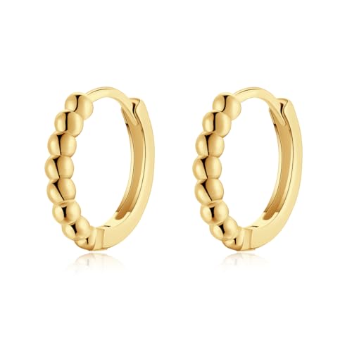 Silber Ohrringe für damen 925 mit kleinen Kugeln auf der Vorderseite. Creolen aus Silber 925 für Damen oder 18K Gold, ideal als Geschenk zum Muttertag... Ohrringe mädchen. Schmuck damen (Vergoldung) von MARLION JEWELS