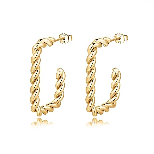 Silber Ohrringe für damen 925 mit offenem Design und gewickelter Form für Frauen. Ohrstecker aus Silber 925 für Damen oder 18K Gold, ideal als Geschenk zum Muttertag... Ohrringe (Vergoldung) von MARLION JEWELS