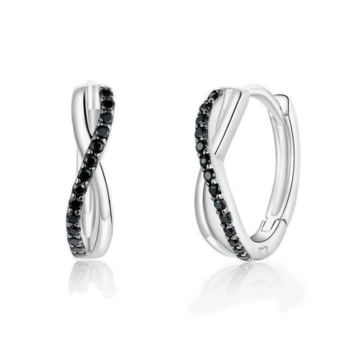 Silber Ohrringe für damen 925 mit schwarzen Zirkonen. Creolen aus Silber 925 für Damen oder 18K Gold, ideal als Geschenk zum Muttertag... Ohrringe mädchen. Schmuck damen (Versilberung) von MARLION JEWELS