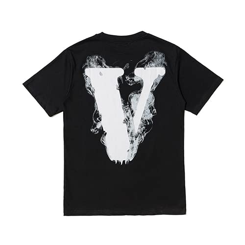 MARLLCO Big V Letter Shirt Vlone Shirt Snake Smoke Angel Wings Kurzarm T-Shirt Smiley Face Trend T-Shirt Herren Damen Jungen - Schwarz - Mittel von MARLLCO