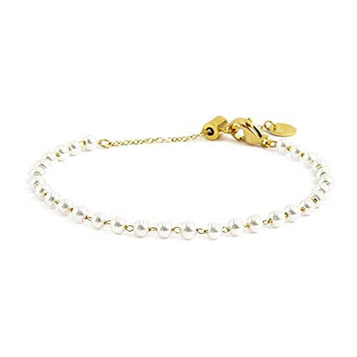 MARLU' Armband Perlen Durchmesser 4,30 mm Kette Edelstahl 2BR0090G-W (PVD Gelbgold), 19 cm, Legierter Stahl von MARLU'