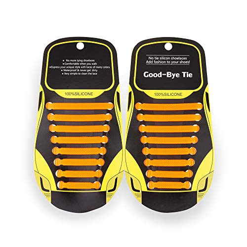 SULPO Elastische Silikon Schnürsenkel – Ohne Binden – Silikonschnürsenkel – Schnürsenkelersatz, Schleifenlose Schuhbänder – Gummischnürsenkel für alle Schuhe – Kinder & Erwachsene (Orange) von SULPO