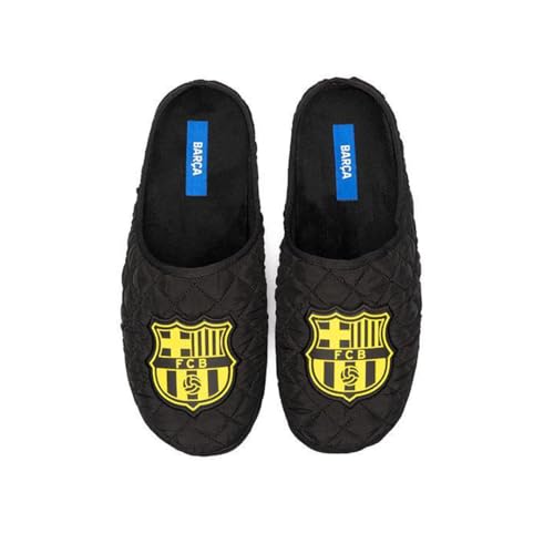 MARPEN SLIPPERS, Offizielle FC Barcelona Fußball Gesteppte Winter Hausschuhe Unisex für Herren oder Damen, Schwarz Offen, Größe 40-41 MARPEN SLIPPERS, Offizielle FC Barcelona Fußball Gesteppte Winter Hausschuhe Unisex für Herren oder Damen, Schwarz Offen, Größe 40-41 von MARPEN SLIPPERS