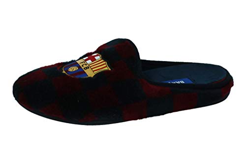 MARPEN SLIPPERS, Offizielle FC Barcelona Fußball Winter Hausschuhe Unisex für Herren oder Damen, Kariert Offene, Größe 42-43 von MARPEN SLIPPERS