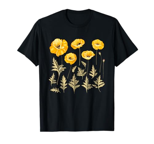 Gelbe Mohnblume, gelbe botanische Mohnblumen, Mohnblumen T-Shirt Gelbe Mohnblume, gelbe botanische Mohnblumen, Mohnblumen T-Shirt von MARRY FLOWERS TEE