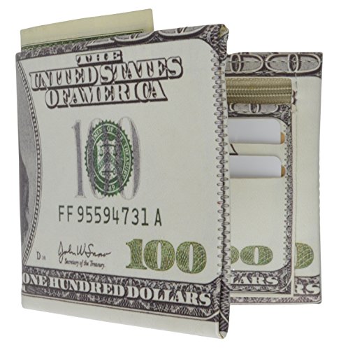 MARSHAL 100 Dollar Bill Design Geldbörse Herren Billfold Wallet, Weiss/opulenter Garten, Einheitsgröße, Schlanke Brieftasche von MARSHAL