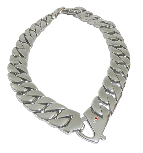MARSOXX extrem breite (32mm), silberne und auffällig schwere Edelstahl Panzerkette als Cuban Link Chain Halskette für den jungen Mann und Szene, Biker oder Fetisch-Herren - Einzigartig von MARSOXX