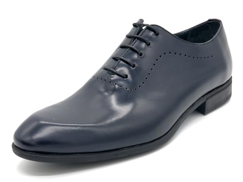 Herren Anzugschuhe Leder Business Schuhe Echtleder Oxford Schnürhalbschuhe Business Schuhe Navy dunkel blau 42 von MARTTELY