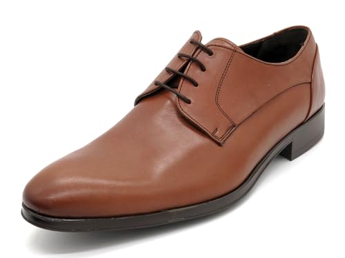Herren Schnürhalbschuhe Leder Business Schuhe Echtleder Halbschuhe Anzugschuhe Cognac braun 45 von MARTTELY