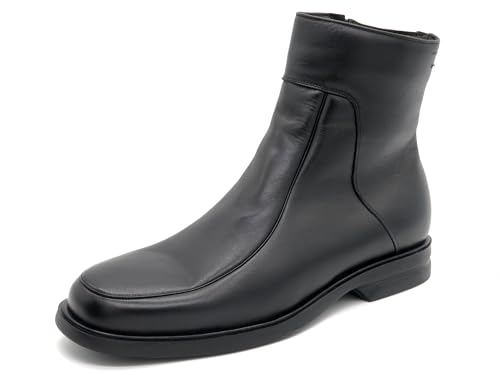 Herren Stiefel Zipper Herren Herbstschuhe Boots Goodyear warm Kunstfell Futter Stiefeletten Leder schwarz 40 von MARTTELY