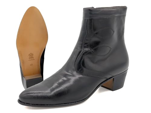 MARTTELY Business Schuhe Herren Stiefel mit Absatz Leder Business Stiefeletten mit Ledersohle schwarz 45 von MARTTELY