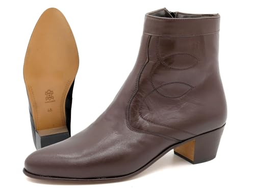 MARTTELY Business Schuhe mit Ledersohle Herren Stiefel mit Absatz Leder Business Stiefeletten braun 43 von MARTTELY