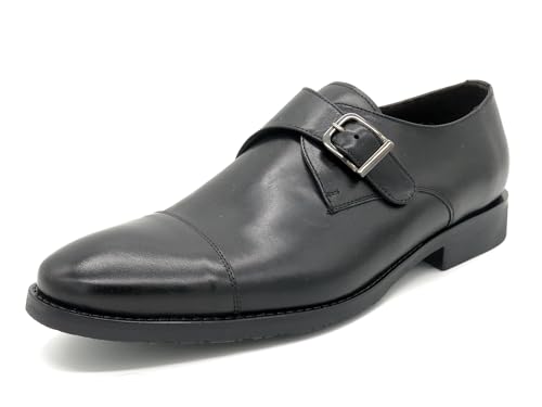 MARTTELY Herren Business Schuhe Leder Halbschuhe Schnallen Echtleder Anzugschuhe schwarz 46 von MARTTELY