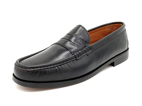 MARTTELY Herren Business Schuhe Leder Slipper Ledersohle Rahmengenäht Nappa Penny Loafer Anzugschuhe Slip-On Halbschuhe klassisch elegant Schwarz Größe 41 EU von MARTTELY