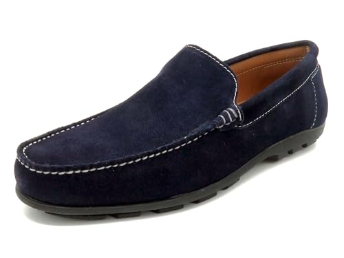 MARTTELY Herren Mokassins 45 Leder Sneaker Echtleder Slipper Schlupfschuhe Rahmengenäht Navy dunkel blau von MARTTELY
