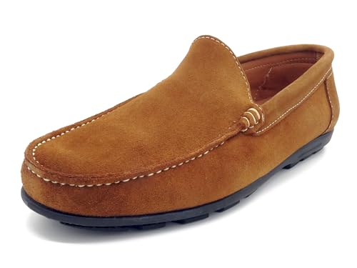 MARTTELY Herren Mokassins 46 Leder Sneaker Wildleder Echtleder Slipper Schlupfschuhe Rahmengenäht braun von MARTTELY