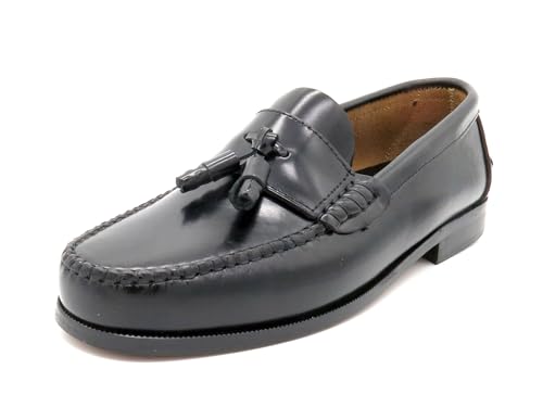 MARTTELY Herren Slipper Business Schuhe Ledersohle Rahmengenäht Premium Tassel Loafer Anzugschuhe Slip-On Halbschuhe klassisch elegant Black Schwarz 45 EU von MARTTELY