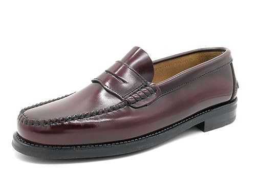 MARTTELY Herren Slipper Business Schuhe Rahmengenäht Penny Loafer Gummi Sohle Anzugschuhe Slip-On Halbschuhe klassisch elegant Bordeaux Rot 41 EU von MARTTELY