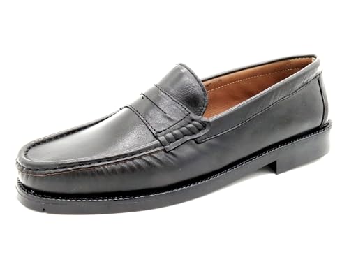 MARTTELY Herren Slipper Nappa Leder Komfort Business Schuhe Gummisohle Rahmengenäht schwarz Echtleder Anzugschuhe Slip-On Schlupfschuhe klassisch elegant EU 44 von MARTTELY