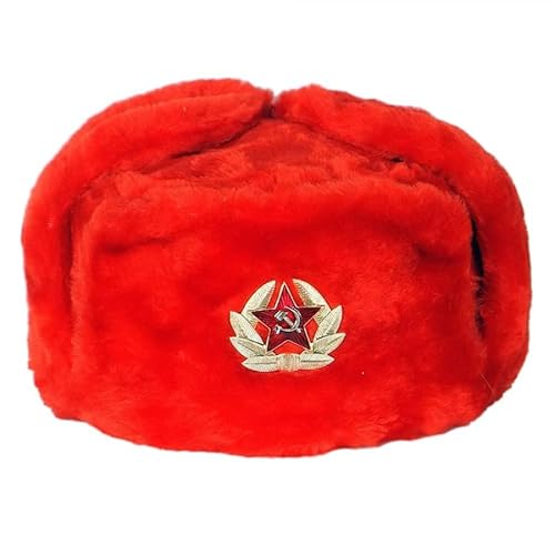 MARUI USCHANKA ROT Russland FELLMÜTZE WINTERMÜTZE SCHAPKA Ushanka SCHAPKA FLIEGERMÜTZE PELZMÜTZE (57) von MARUI