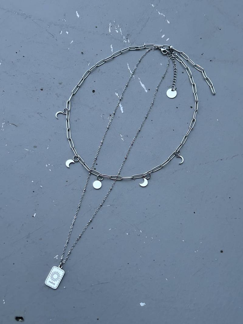 Edelstahl Kette Gliederkette Silber Ball Chain - Mondphasen Tarot Karte Sonne Set Phases Of The Moon von MARULYmanufactory