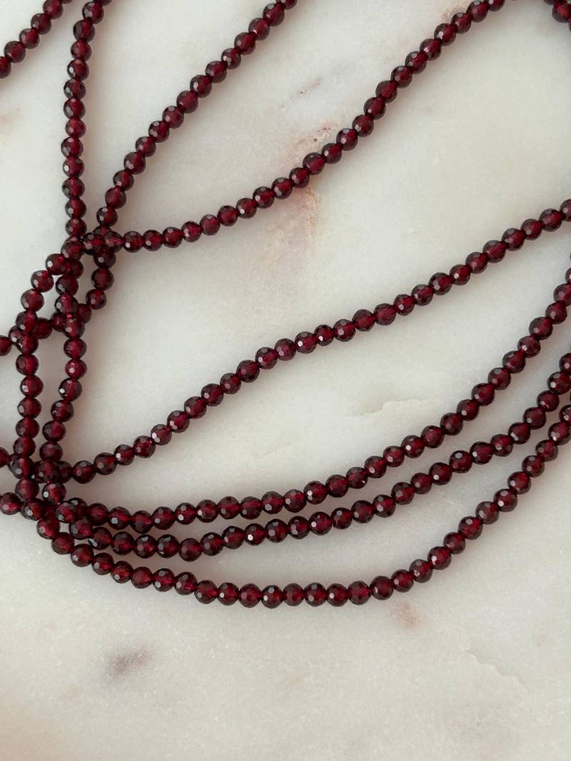 Granat Facettiert 4mm Kette - 925Er Sterling Silber Burgunder Rot Edelstein Gemstone von MARULYmanufactory