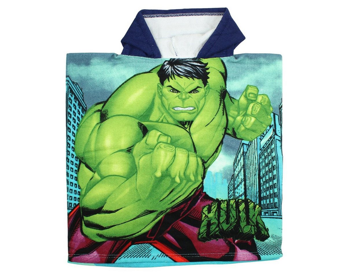 MARVEL Badeponcho Marvel Avengers Hulk Kinder Mikrofaser Poncho Badeponcho mit Kapuze, Polyester, Kapuze von MARVEL