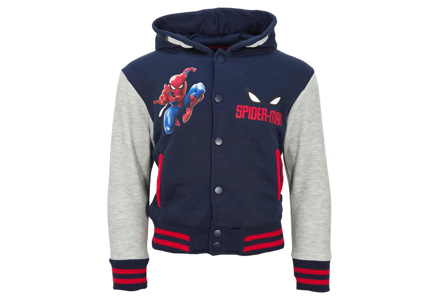 MARVEL Collegejacke Marvel Spiderman Kinder Jungen College Jacke Kapuzenjacke Gr. 98 bis 128 von MARVEL