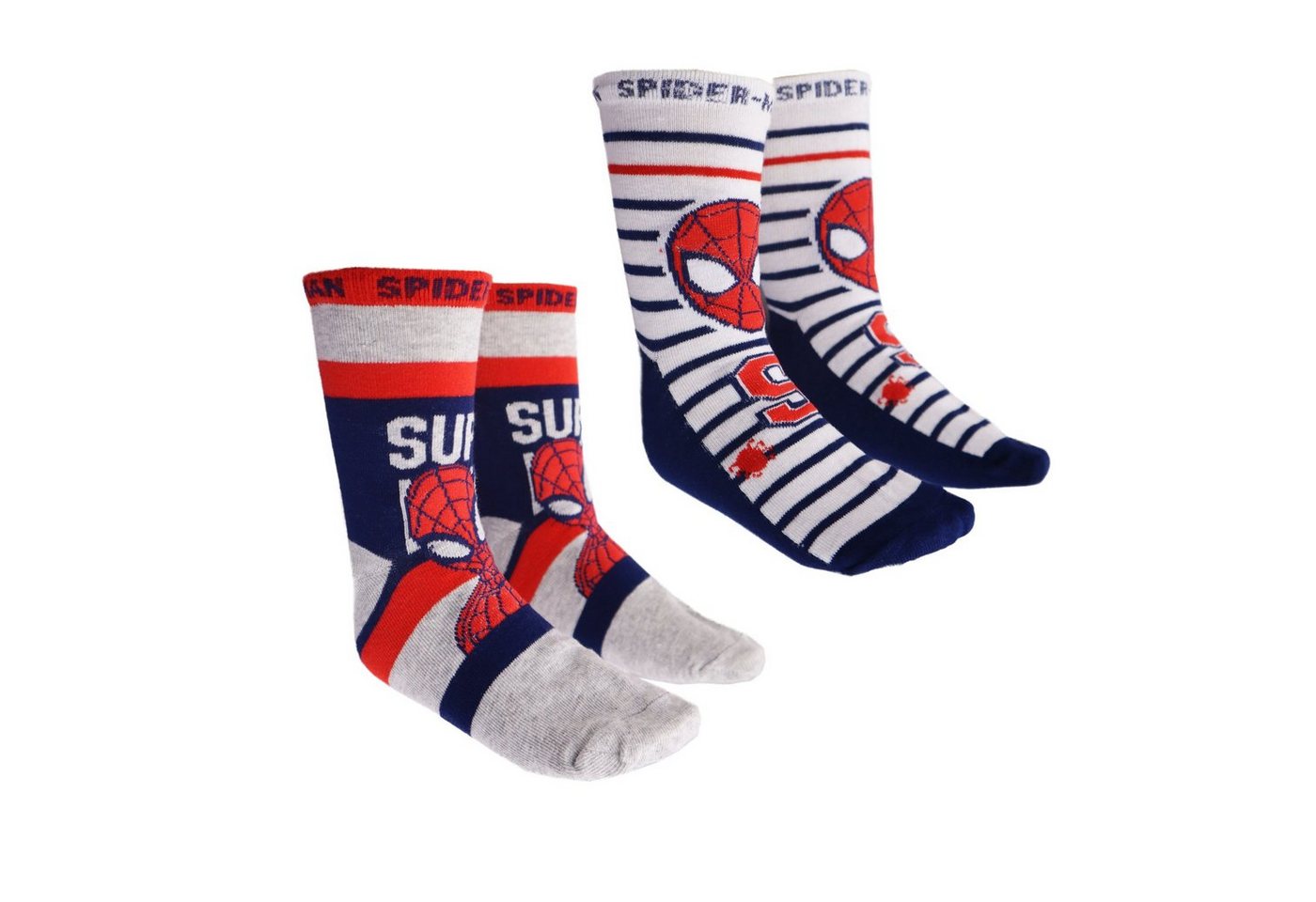 MARVEL Langsocken Marvel Spiderman lange Kinder Socken 2er Pack Gr. 23 bis 34 von MARVEL