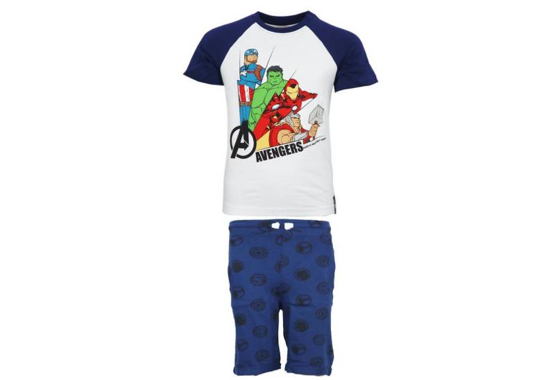 MARVEL Print-Shirt Marvel Avengers Hulk Iron Man Sommerset Shorts plus T-Shirt Gr. 104 bis 134, Baumwolle von MARVEL