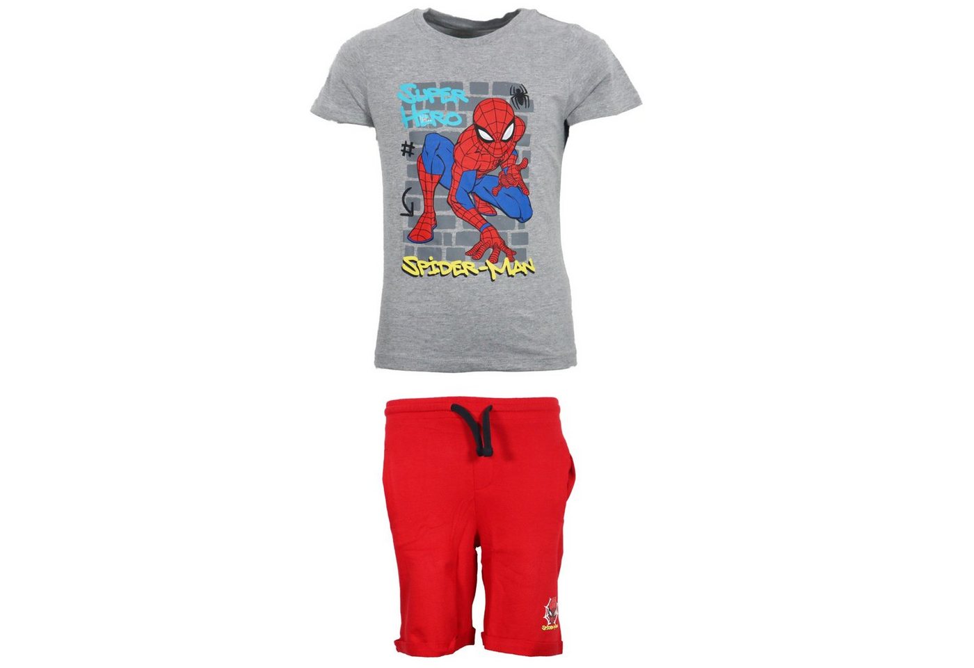 MARVEL Print-Shirt Marvel Spiderman Kinder Sommerset Shorts plus T-Shirt Gr. 104 bis 134 von MARVEL